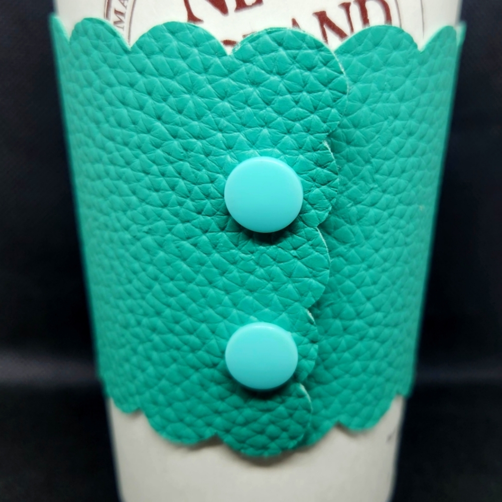 Aqua Faux Leather Cup Sleeve